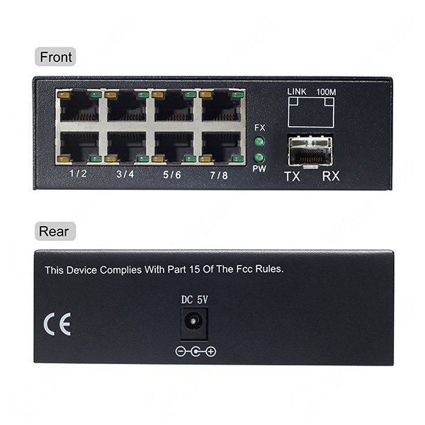 8x 10/100Base-TX To 100Base-FX Plug-in Module Spec 2km SFP Port Fiber Optic Swtich | FC-FA108